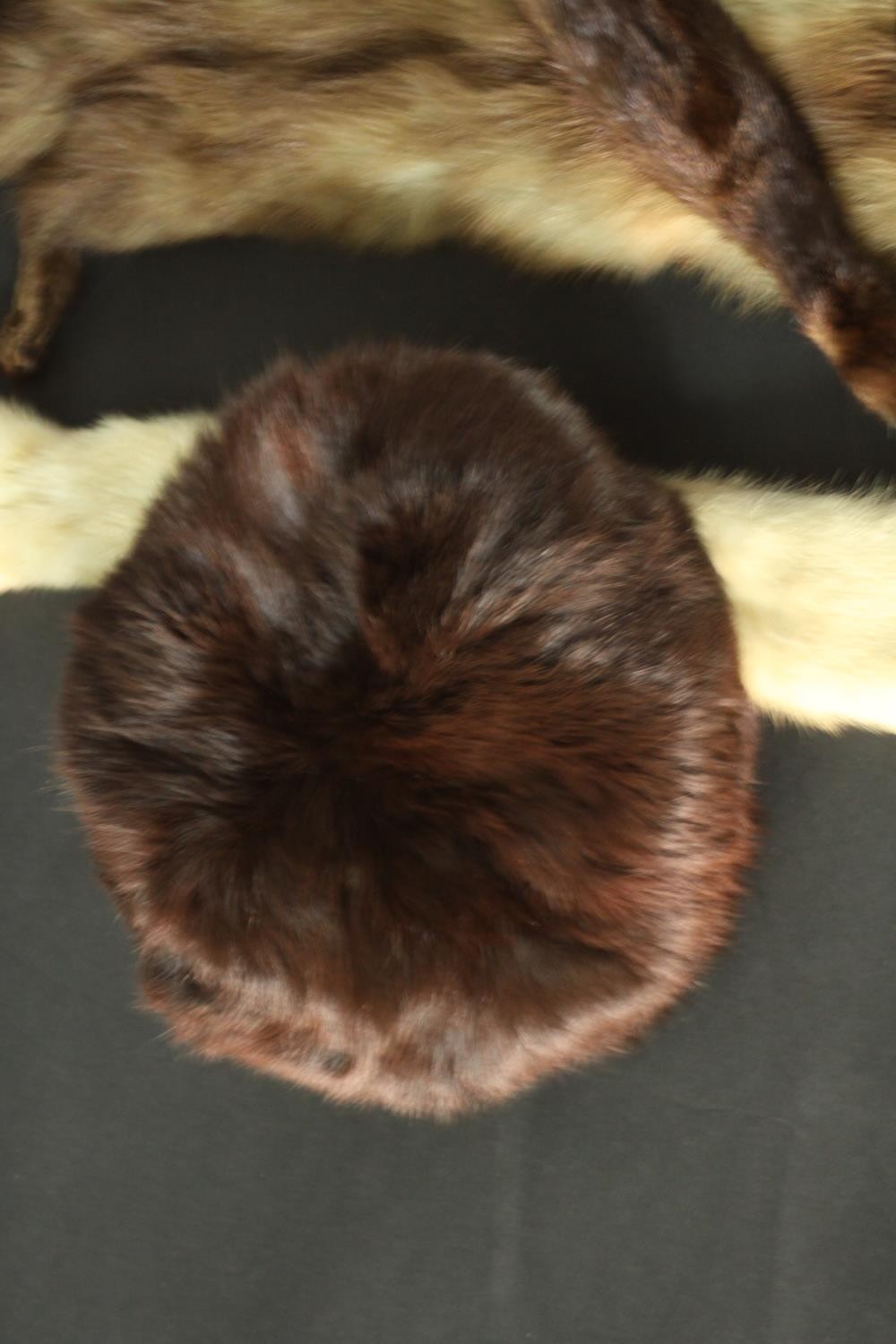 A collection of nine pieces of fur, faux fur and Afghan lambs wool. Including one hat and various - Image 3 of 6