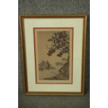 Wang Jeshui, Japanese woodblock print, "Crimson Camellias", label verso. H.49 W.37cm.