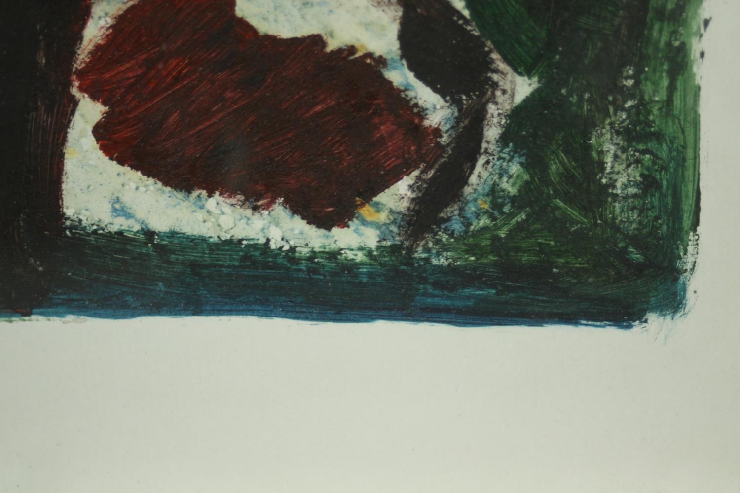 A framed and glazed contemporary mixed media, oil on paper, abstract figural study. H.48 W.67cm. - Image 4 of 6