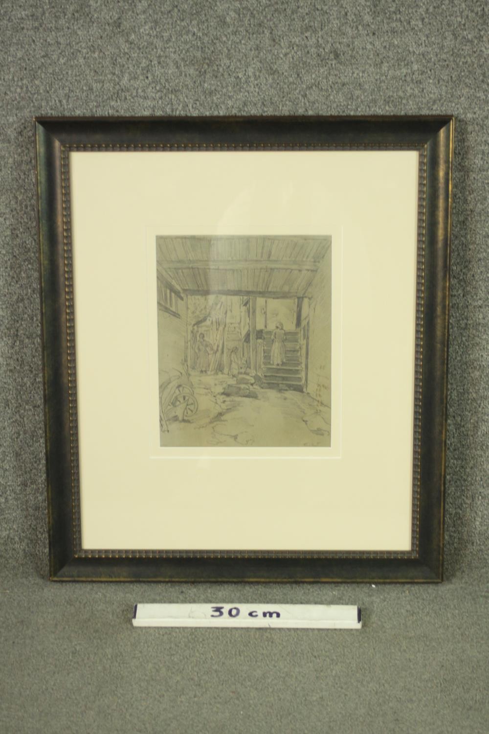 Charles Huot (Canadian 1855-1930) 'The Farmyard', pencil drawing, signed lower right, with Zwicker's - Image 3 of 7
