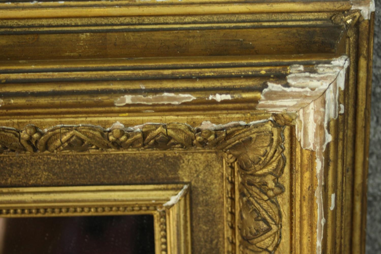 A 19th century gilt wood and gesso frame. H.75 W.65cm. - Image 4 of 6