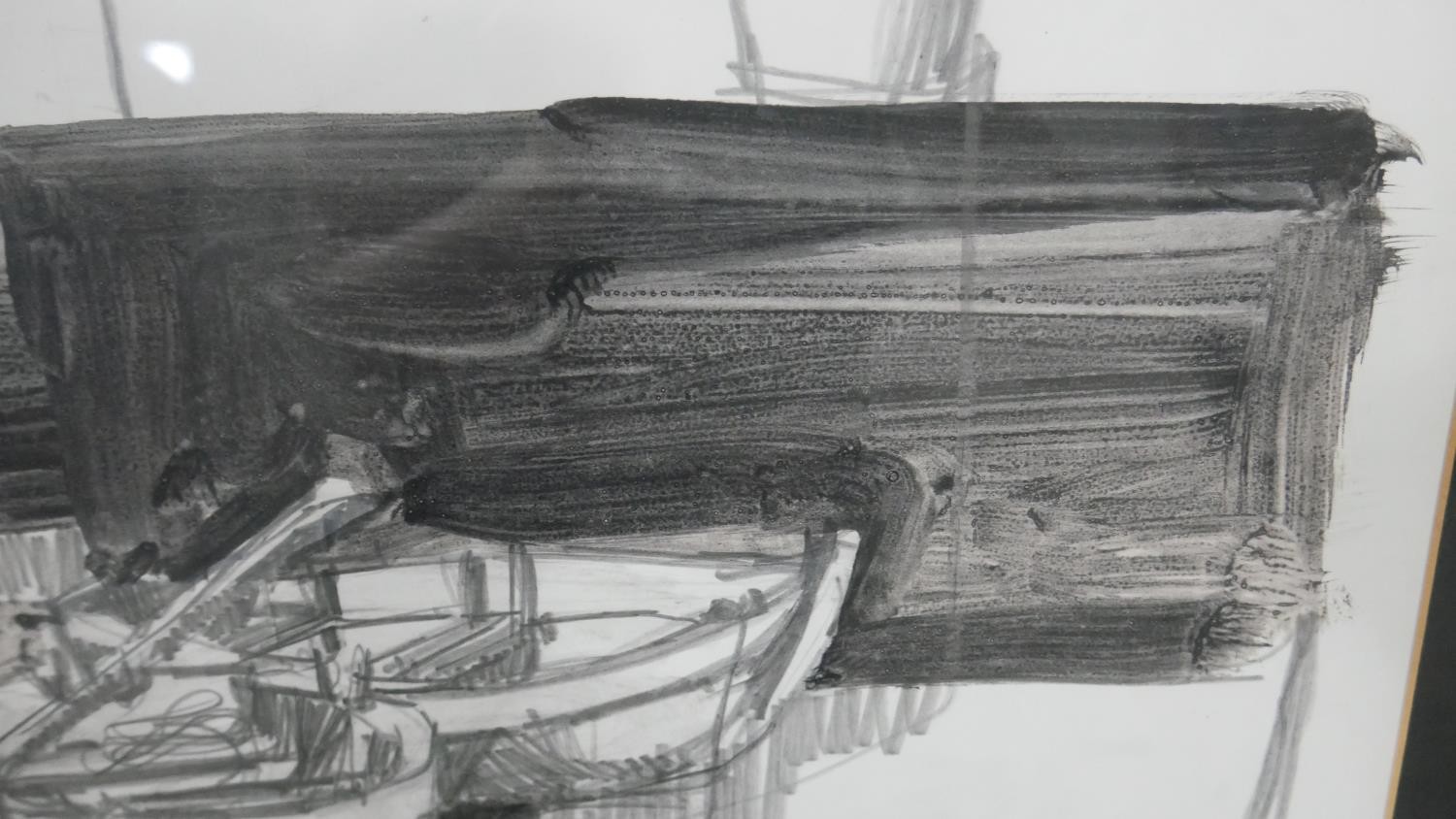 A framed and glazed pencil and watercolour study of rowing boats, signed Robert Jacob '75. H.49 W. - Image 4 of 5