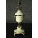 A vintage gilt metal and ceramic baluster form table lamp. H.37cm.