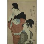 Kitagawa Utamaro, Japanese, (1753 - 1806), a 19th century Japanese woodblock print 'The Hour of