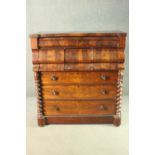 An early Victorian Scottish mahogany chest, with a cushion drawer over three hat drawers, above