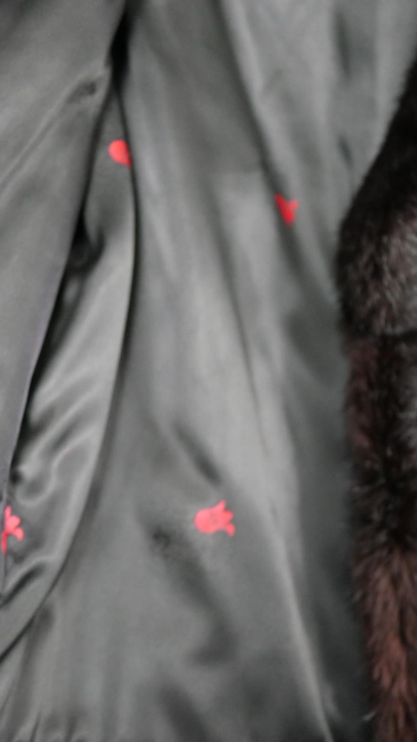A ladies vintage short brown mink coat, retailed by Morgans, black silk lining embroidered with - Image 5 of 6