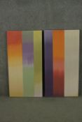 Ptolemy Mann, American, 1972, 'Colour study 3+4', a two panel hand dyed and woven artwork with an