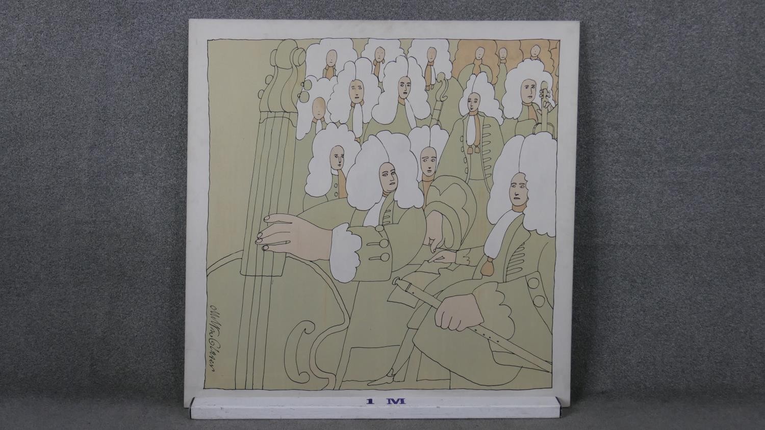 Milton Glaser (1929-2020), acrylic on canvas of an orchestra of musicians wearing wigs with - Image 2 of 6