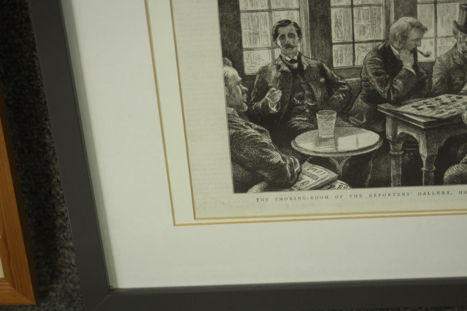Two framed and glazed 19th century engravings one of The Smoking-Room of the Reporters Gallery, - Image 9 of 11
