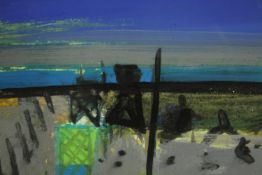 WITHDRAWN - Barbara Rae CBE, RA, FRSE (Scottish b.1943), Blue Horizon, mixed media on paper,