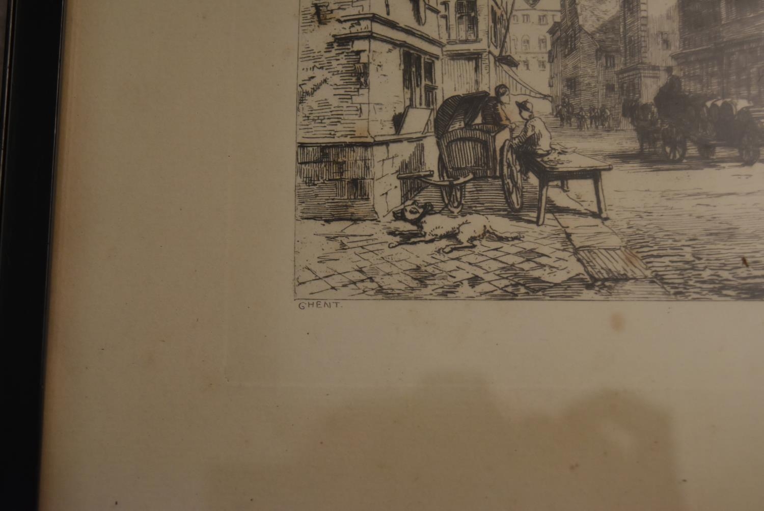 Ernest George (1839 -1922) - A pair of prints, Ghent, depicting cityscapes, signed lower right. H.27 - Image 6 of 9