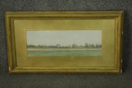 A framed and glazed watercolour of a Yorkshire landscape with church, signed W. Moore, dated 1893,