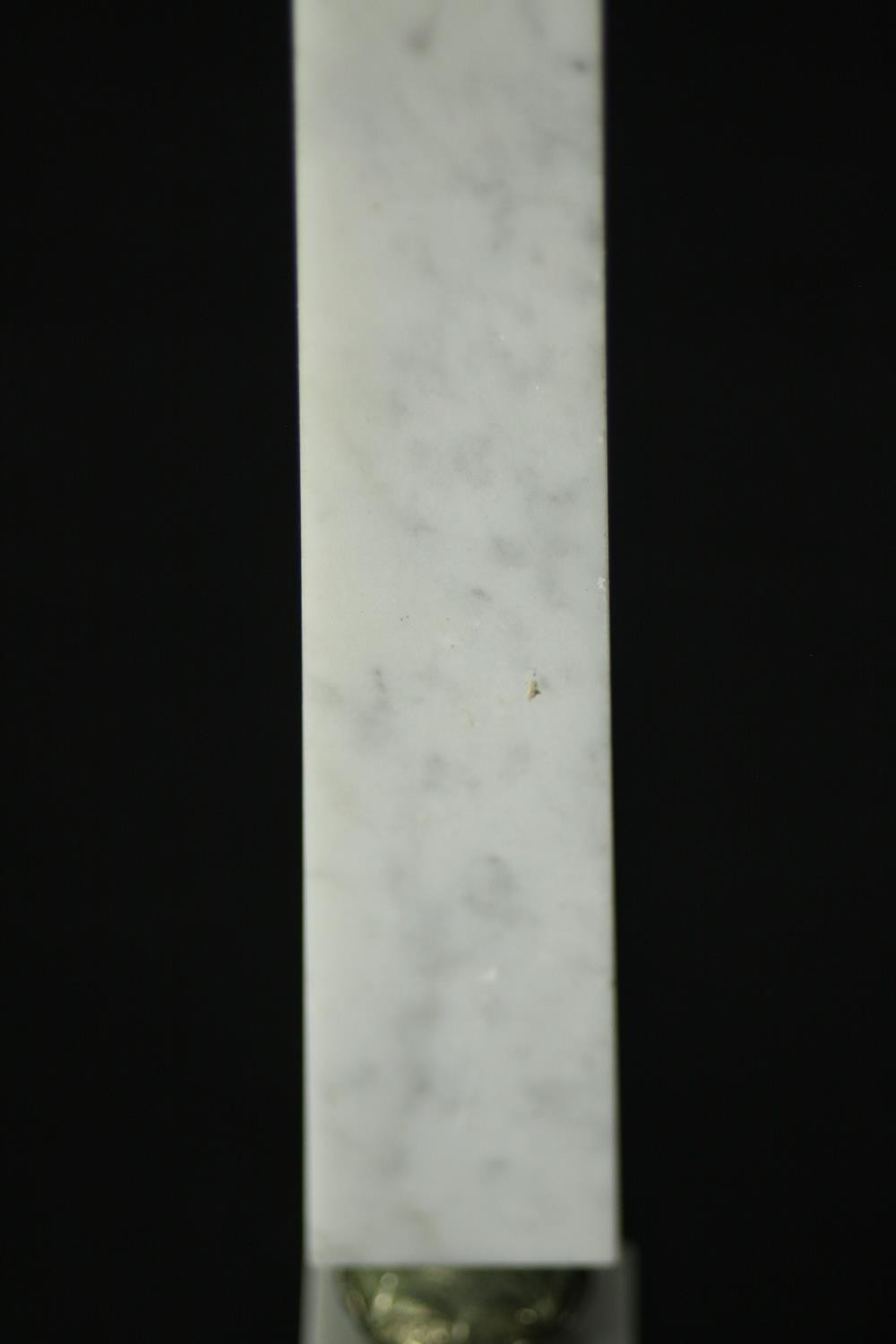 A white marble columnar table lamp, with brass mounts, on a square section base. H.46cm. - Image 5 of 5