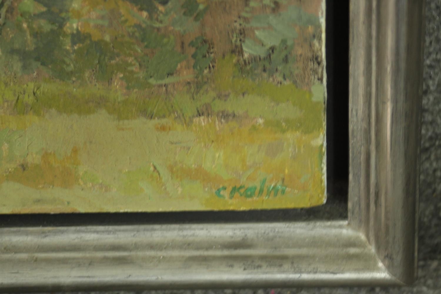 Chet Kalm (American 1925-2017), The View From Notton's - South Africa, oil on wood, signed lower - Image 4 of 8