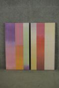Ptolemy Mann, American, 1972, 'Colour study 1+2', a two panel hand dyed and woven artwork with an
