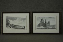 Two two framed and glazed 19th century engravings. A West view of London from the Bridge and a North