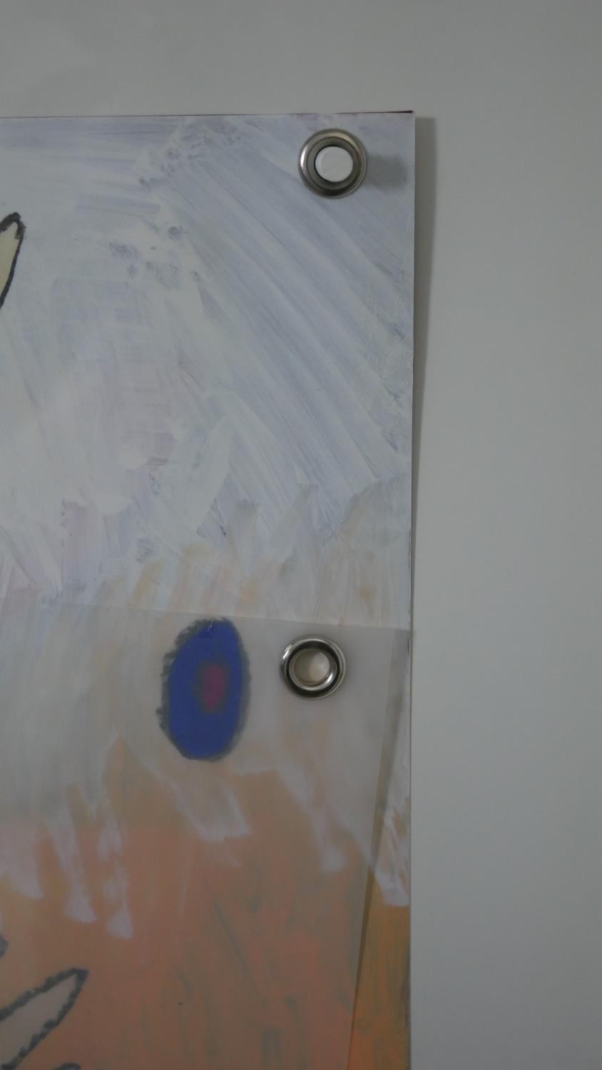 A framed and glazed large oil and pastel on layered plastic sheets, Pop Art style abstract study, - Image 4 of 11