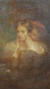 A gilt framed oil on canvas of a young couple. Unsigned. H.69 W.61cm