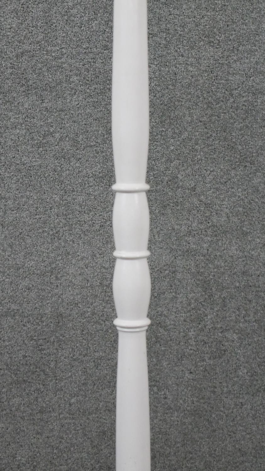 A painted carved standard lamp with cream shade. H.180 Diam.36cm - Image 4 of 5