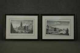 Two framed and glazed 19th century engravings, one of A view of the Royal Exchange and A view of the