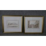 Two framed and glazed 19th century pen and watercolour studies of classical monuments in Rome. H.