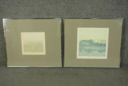Caroline Scarlett Shearfield, 'North Devon Landscape' and a reservoir, limited edition etching and