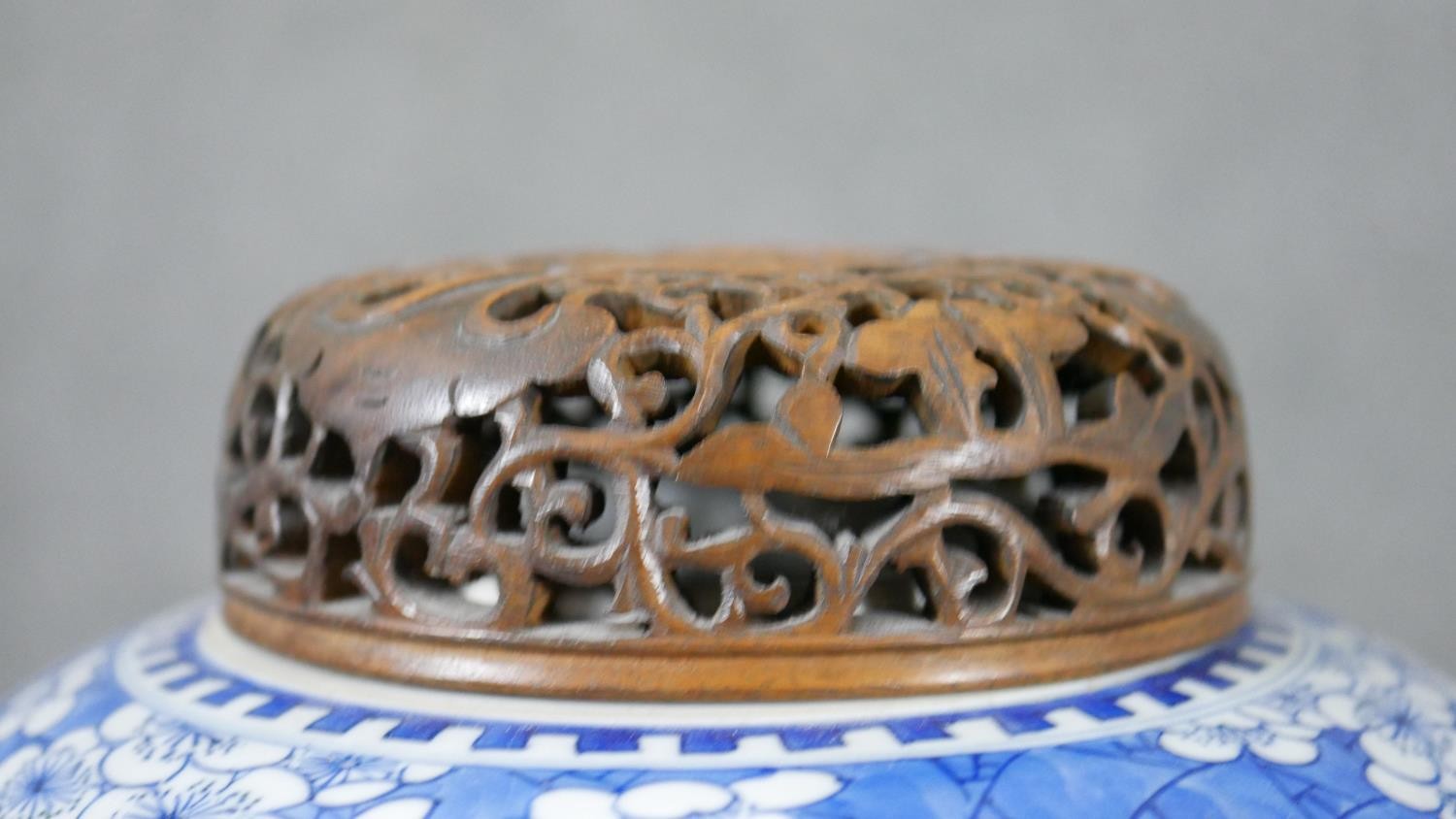 A Chinese blue and white porcelain vase of ovoid form, with two pictorial reserves, one depicting - Image 7 of 9