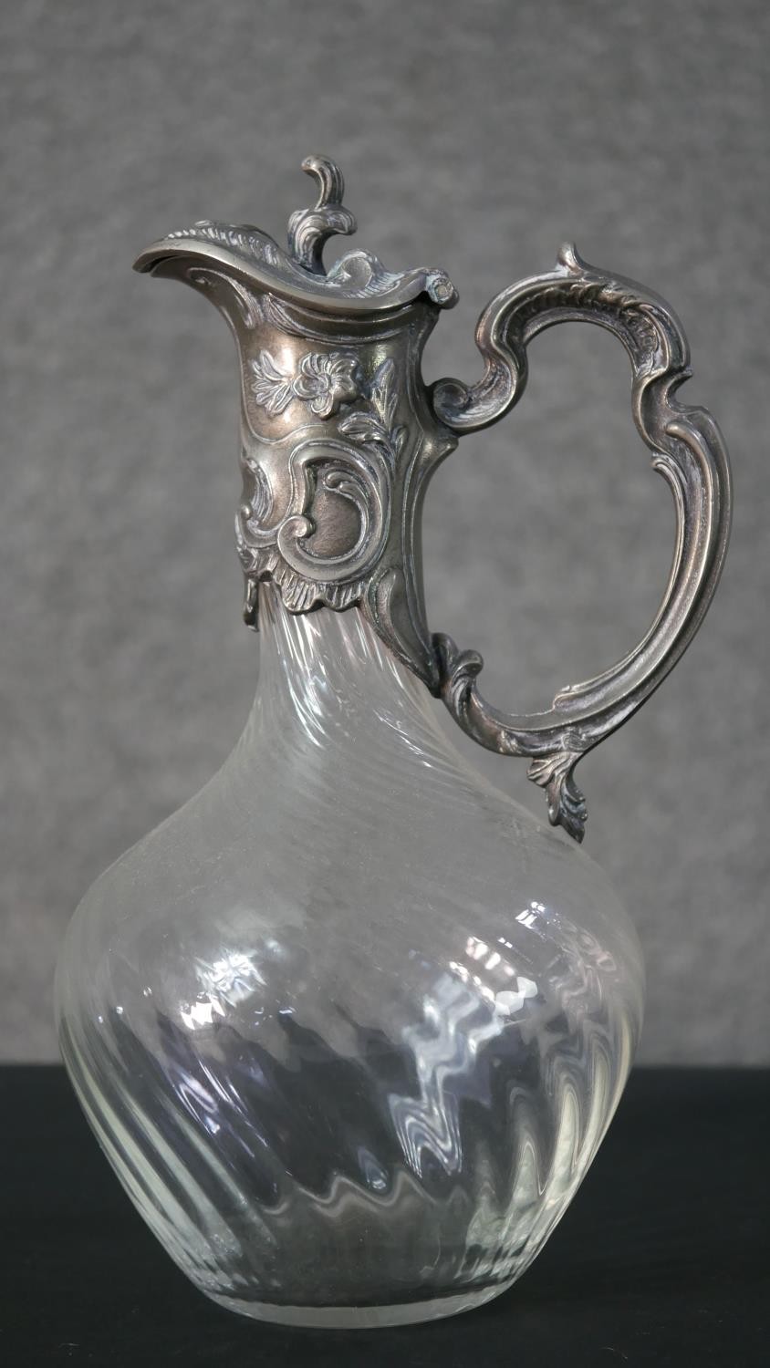 A collection of glassware, including a silver plated floral and foliate deign claret jug with spiral - Image 2 of 5