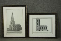 Benjamin Cole, two engravings 'The North West Prospect of the Parish Church of St George in