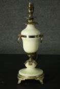 A vintage gilt metal and ceramic baluster form table lamp. H.37cm.