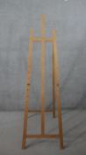 A 20th century pine A-frame artist's easel, with adjustable turned pegs. H.202 D.63cm