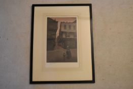 Cecil Alden (1870–1935) - A framed and glazed print depicting evening street scene, with printer