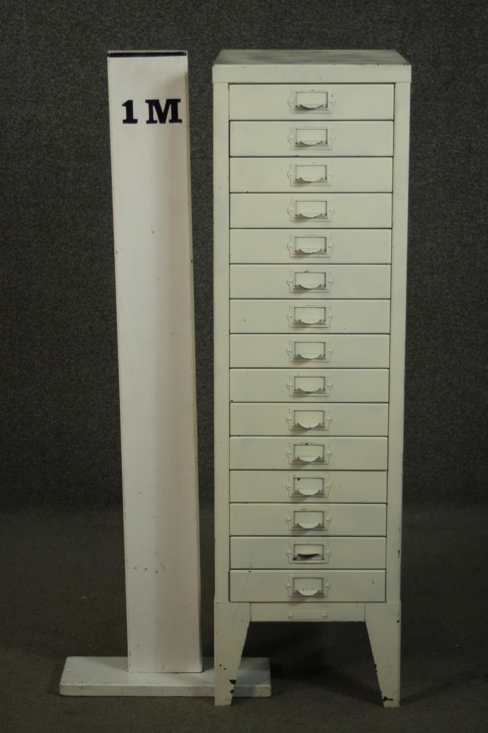A 20th century white painted steel filing cabinet, with fifteen drawers, on tapering backet legs. - Image 2 of 5