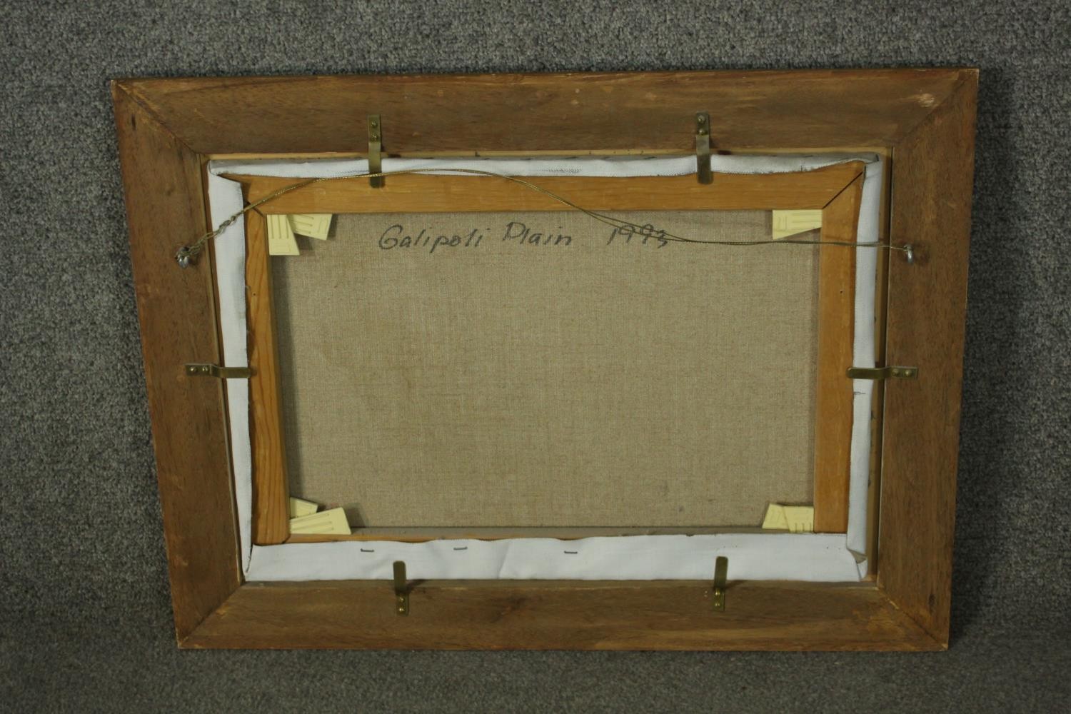 Chet Kalm (American 1925-2017), Galipoli Plain 1993, oil on canvas, signed lower right. H.50 W.66cm. - Image 6 of 6