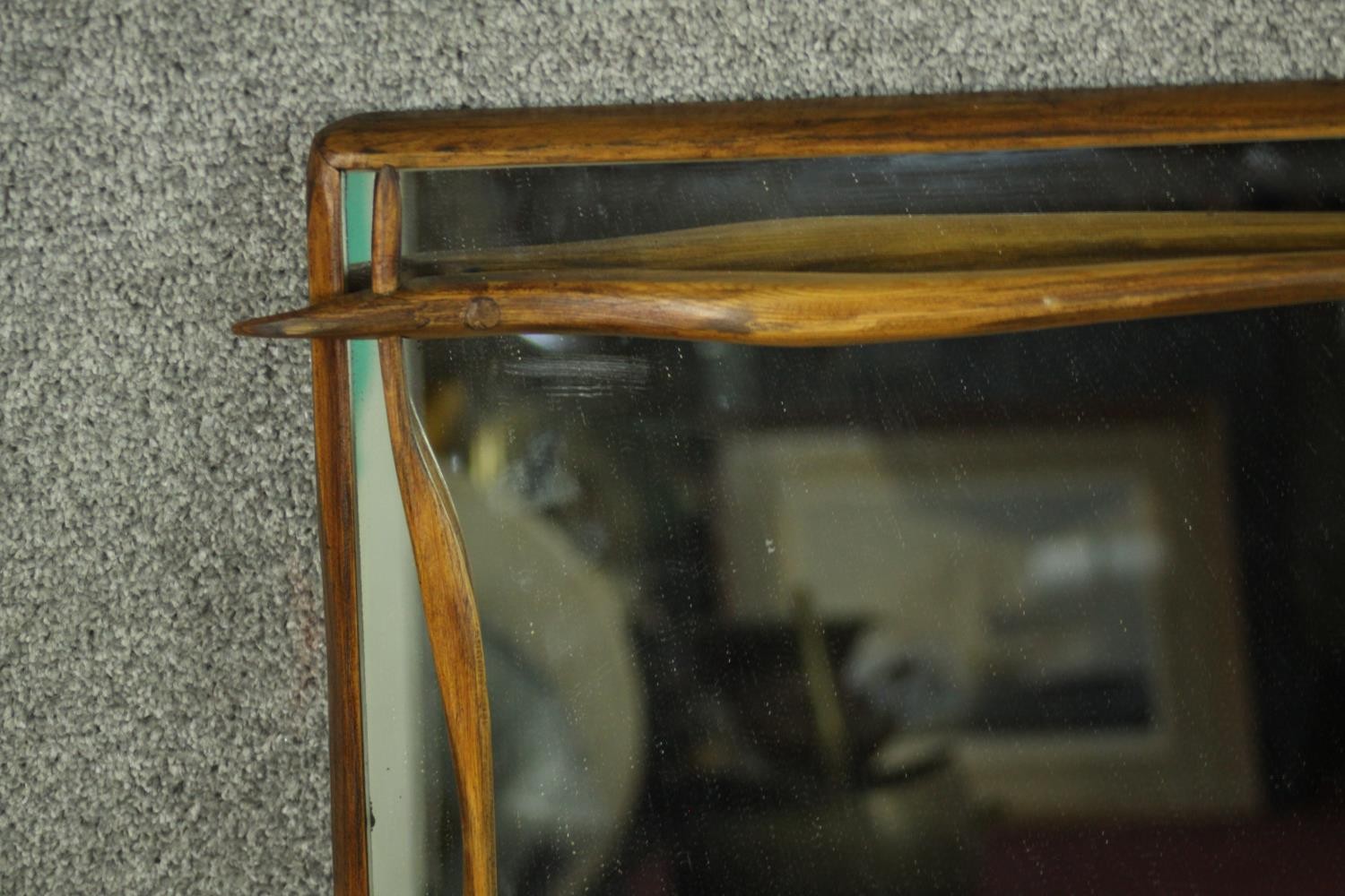 A contemporary designer driftwood wall mirror, signed and dated to the back. H.67 W.123cm. - Image 5 of 11