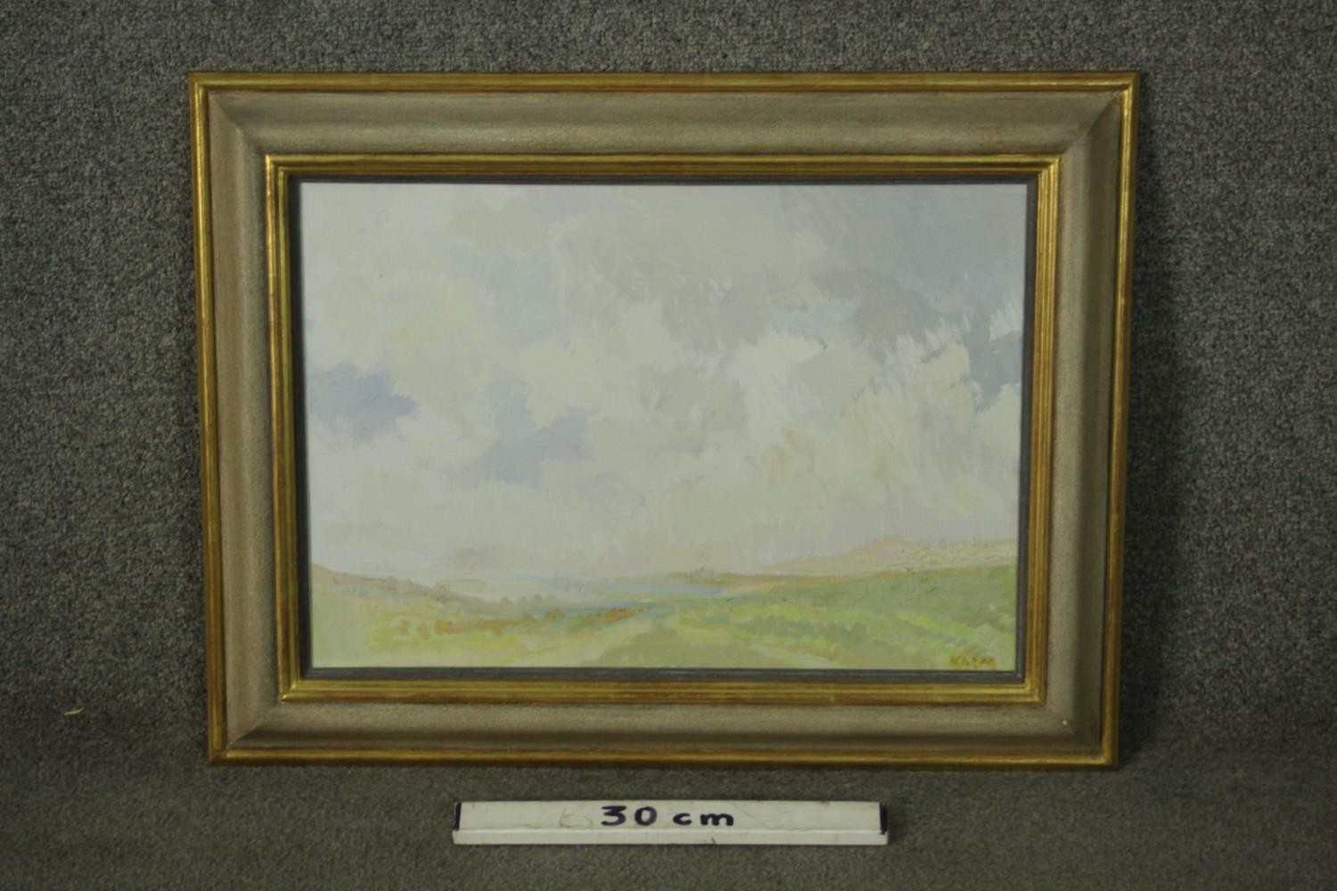 Chet Kalm (American 1925-2017), Galipoli Plain 1993, oil on canvas, signed lower right. H.50 W.66cm. - Image 3 of 6