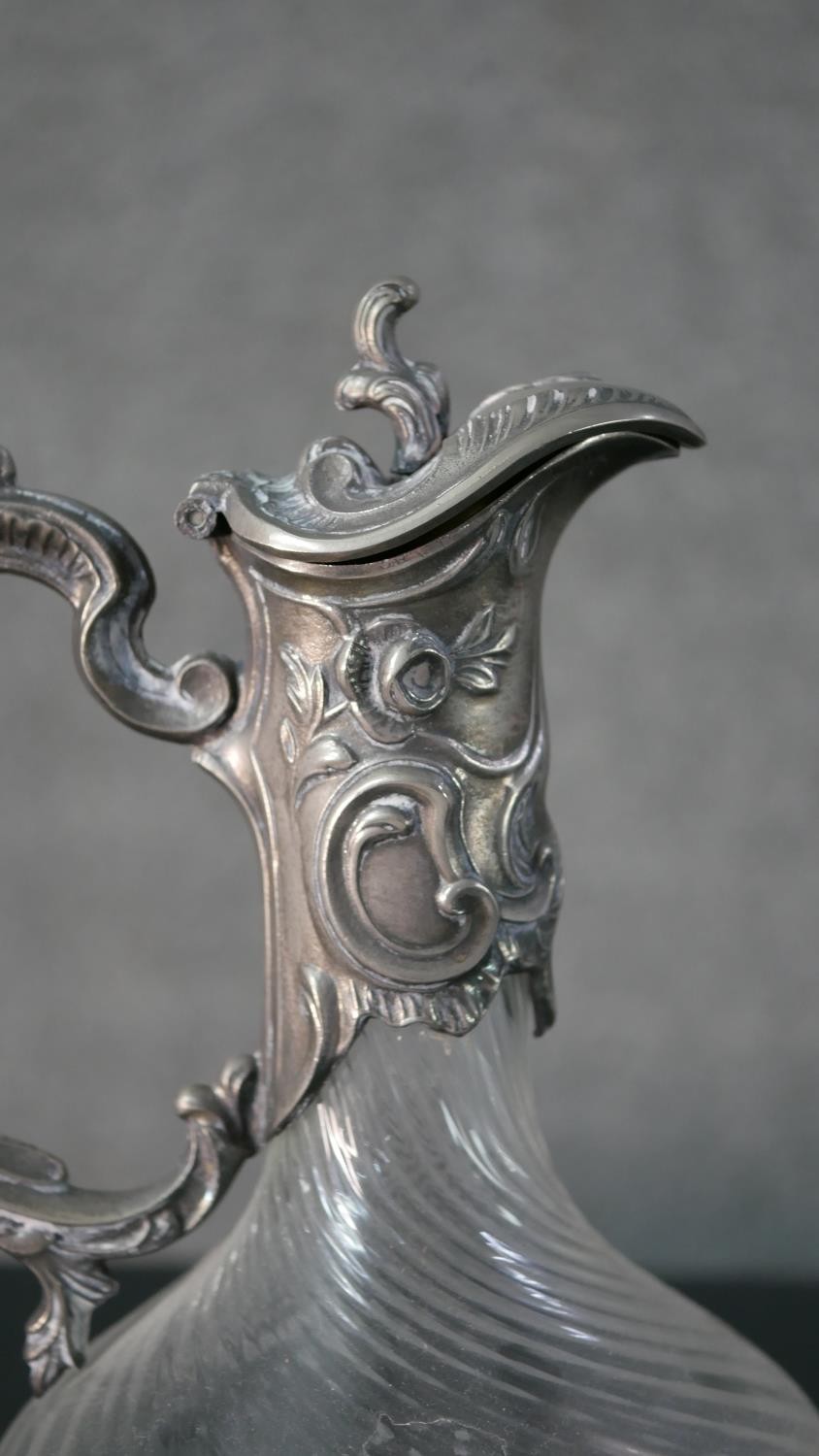 A collection of glassware, including a silver plated floral and foliate deign claret jug with spiral - Image 3 of 5