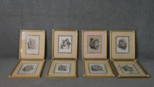 Jules Boilly (b.1796 - 1874), eight framed and glazed hand coloured 18th century engravings,