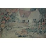 Davina Darton, country cottage, watercolour, signed and dated 1986 lower right. H.28 W.34 D.8cm.