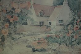 Davina Darton, country cottage, watercolour, signed and dated 1986 lower right. H.28 W.34 D.8cm.