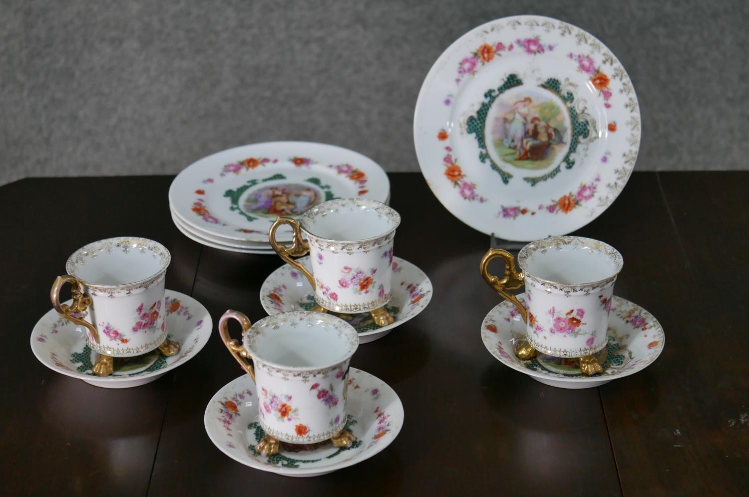 A collection of early 20th century hand painted and transfer printed fine china cups and saucers, - Image 2 of 21