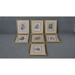 Jules Boilly (b. 1796 - 1874), seven framed and glazed hand coloured 18th century engravings, signed