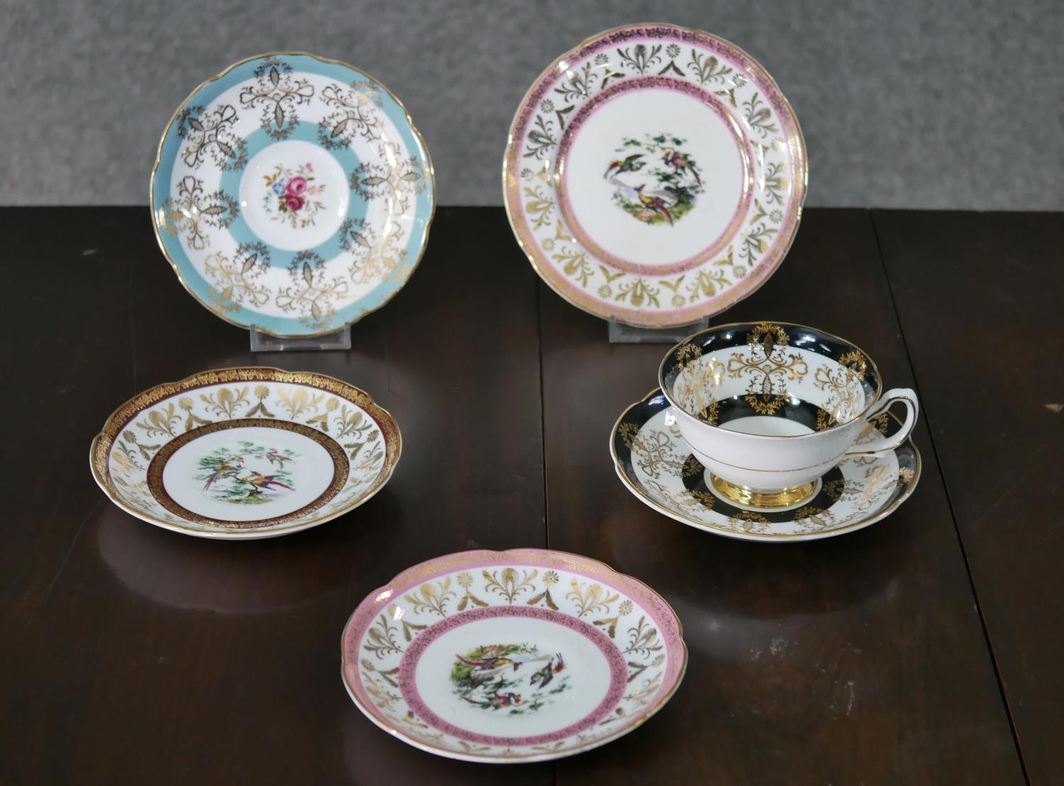 A collection of early 20th century hand painted and transfer printed fine china cups and saucers, - Image 16 of 21