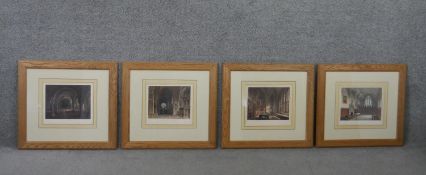Four framed and glazed 19th century hand coloured engravings: Chapter House, Christ Church