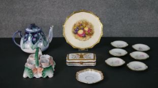 A collection of hand painted fine porcelain, including a Vincennes Limoges French porcelain