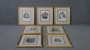 Jules Boilly (b. 1796 - 1874), seven framed and glazed hand coloured 18th century engravings, signed