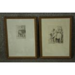 Two framed and glazed etchings of animals, one of an Elephant and one of a Warthog. Monogrammed H