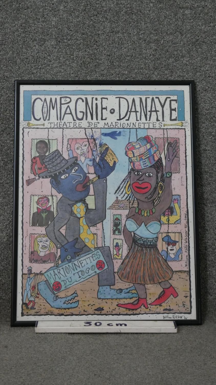 William Adjété Wilson (French b1952), 'Compagnie Danaye, Theatre De Marionettes', lithograph, signed - Image 3 of 8