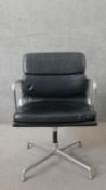 Charles and Ray Eames for Vitra, a Model EA207 or EA208 Soft Pad desk chair with black leather