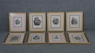 Jules Boilly (b.1796 - 1874), eight framed and glazed hand coloured 18th century engravings,